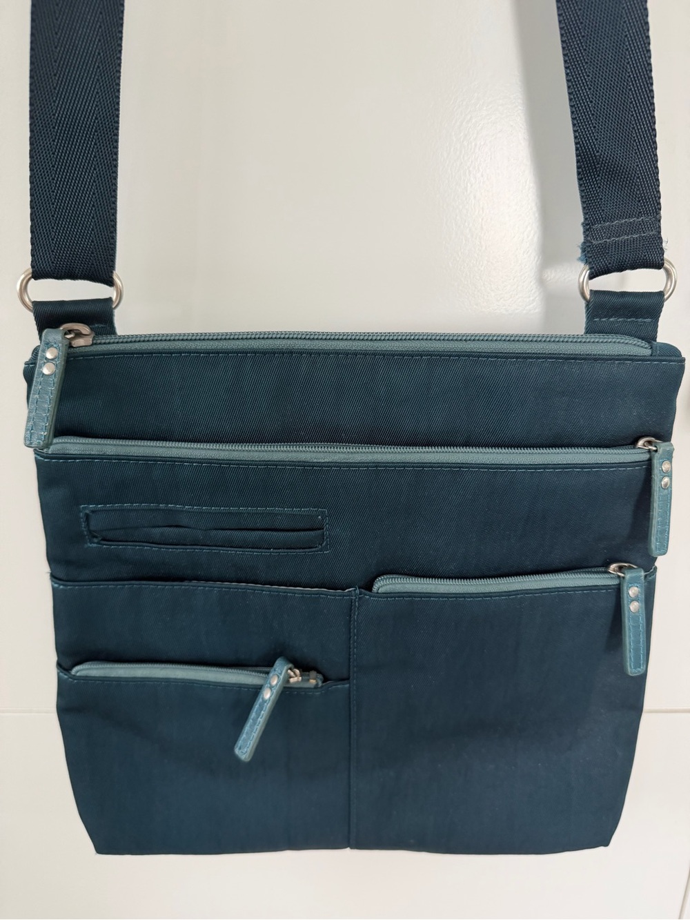 Compact Women's Crossbody Bag in Teal Blue
